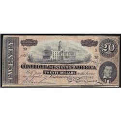 1864 $20 The Confederate States of America Note