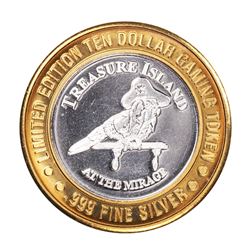.999 Silver Treasure Island Las Vegas $10 Casino Gaming Token Limited Edition