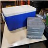 Image 1 : COLEMAN COOLER W/ PLASTIC ORGANIZER AND CANNING JARS