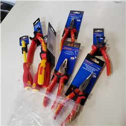 LOT OF NEW BENT LONG NOSE PLIERS AND WIRE STRIPPERS