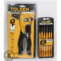 NEW TOLSEN HAND RIVETER & 6 PC PUNCH