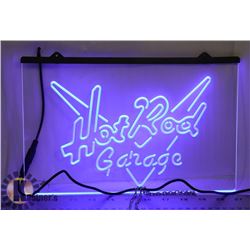 LIGHTED NEON LED 'BLUE' HOT ROD GARAGE