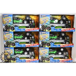 CASE OF 6 HOT WHEELS TRAVEL TREADS MONSTER JAM