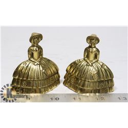 VINTAGE 1940'S 2 BRASS LADY BELL