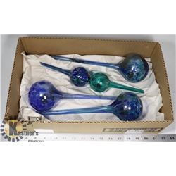 BOX W/5 AQUA GLOBES (3 LARGE & 2 MED.) -