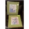 Image 1 : SET OF 2 GREEN MATTED FLOWER PICTURES