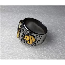 8)  STAINLESS STEEL AND BLACK ENAMEL