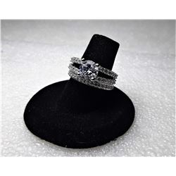 10)  2 PCE CZ WEDDING SET, STAMPED 925
