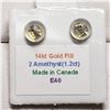 Image 3 : 14KT YELLOW GOLD FILL AMETHYST(1.2CT) STUD