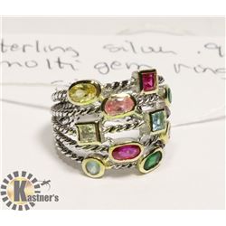 STERLING SILVER .925 MULTI GEM RING SIZE 7