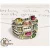 Image 1 : STERLING SILVER .925 MULTI GEM RING SIZE 7