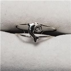 SILVER CUBIC ZIRCONIA DOLPHIN RING