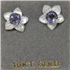 Image 1 : 10K YELLOW GOLD 2 TANZANITE(0.46CT)  EARRINGS