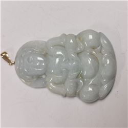 14K YELLOW GOLD JADE  PENDANT