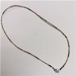 SILVER MULTICOLOR GENUINE TOURMALINE  NECKLACE