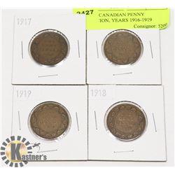4 LARGE CANADIAN PENNY COLLECTION, YEARS 1916-1919