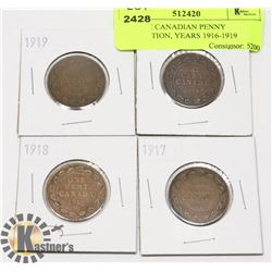 4 LARGE CANADIAN PENNY COLLECTION, YEARS 1916-1919