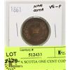 Image 1 : 1861 NOVA SCOTIA ONE CENT COIN