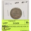 Image 1 : 1917 NEWFOUNDLAND SILVER 25 CENT COIN