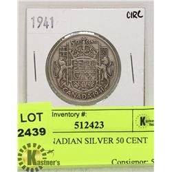 1941 CANADIAN SILVER 50 CENT COIN