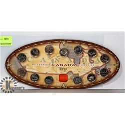 13 COIN CANADIAN MILLENNIUM 25 CENT COIN COLLECTION