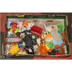 ASSORTED BOX OF KIDS TOYS, VIEW FINDER, OWL DOLL
