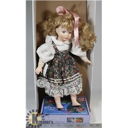 PORCELAIN DOLL AND BOX SET OF ALL OCCASION CARDS