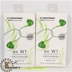 TWO CORDED EARBUD HEADPHONES