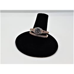 5)  ROSE GOLD PLATED 2 PCE WEDDING SET