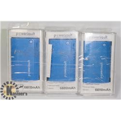 LOT OF 3 POWER VAULT BATTERY POWER BANKS 6600MAH