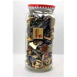 17)  JAR CONTAINING 200 ASSORTED LAPEL PINS