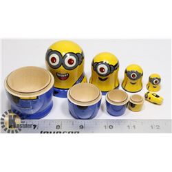 HAND MADE "MINIONS" RUSSIAN STACKING DOLLS SET