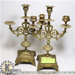 PAIR OF VINTAGE BRASS CANDELABRA
