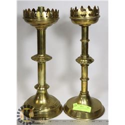 PAIR OF TALL VINTAGE BRASS CANDLE HOLDER
