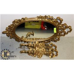 HANGING MIRROR WITH 2 HANGING CANDLE HOLDERS