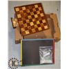 Image 1 : VINTAGE CHECKERBOARD TABLE W/PIECES & CHALKBOARD