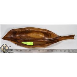 ART NOUVEAU CARVED WOOD LEAF BOWL