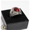 Image 1 : NEW MEN'S STEEL RING WITH RED STONE -