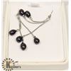 Image 1 : SILVER & FRESH WATER BLACK PEARL EARRINGS