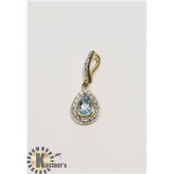 #142-SKY BLUE TOPAZ & CZ PENDANT