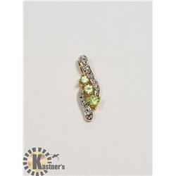 #148-GREEN PERIDOT & CZ PENDANT