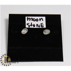 #8-MOONSTONE STUD EARRINGS  -.925 STIRLING SILVER