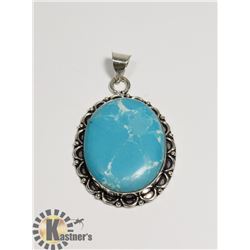#74-LARIMAR PENDANT -.925 SILVER PLATED