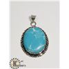 Image 1 : #74-LARIMAR PENDANT -.925 SILVER PLATED