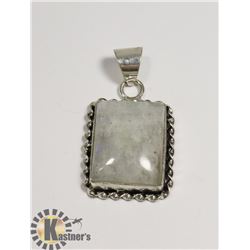 #62-NATURAL MOONSTONE PENDANT -.925 SILVER PLATED