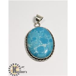 #70-LARIMAR PENDANT -.925 SILVER PLATED