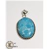 Image 1 : #70-LARIMAR PENDANT -.925 SILVER PLATED