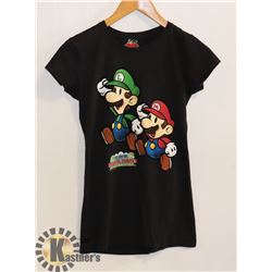 WOMENS PAPER MARIO BLACK TSHIRT SMALL