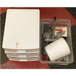 PLASTIC STORAGE DRAWERS PLUS A BOX OF MISC