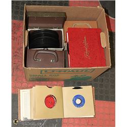 BOX OF 45'S IN CARRYING CASES WITH 2 ALBUMS OF